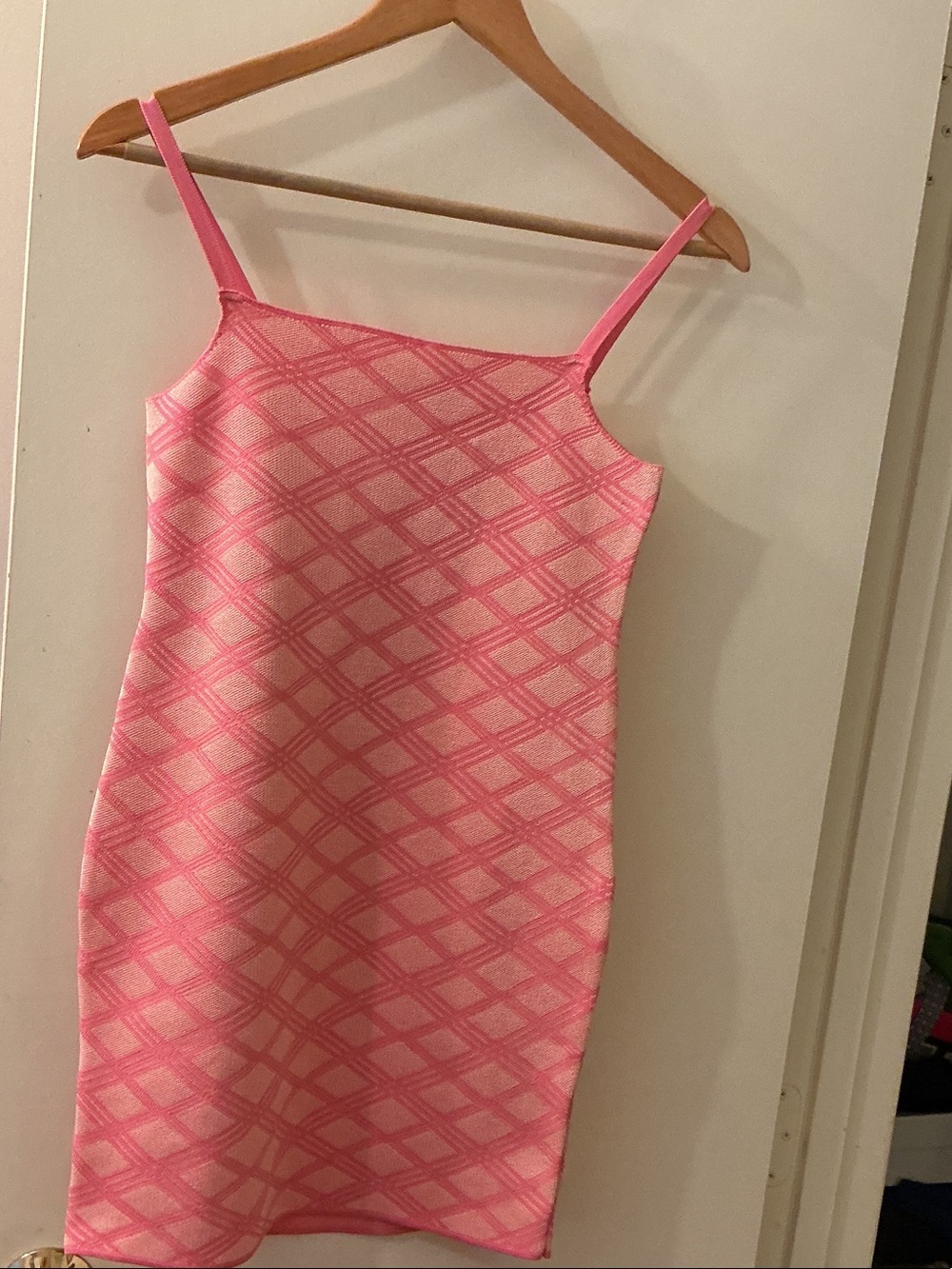 Pink Diamond-Pattern Slip Dress from ZARA